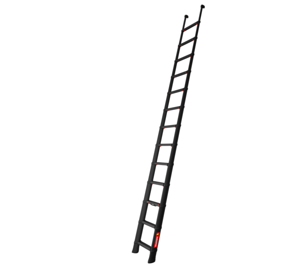 Teleskopleiter Tactical Line schwarz 4,1 m DIN EN 1147 seitlich ausgezogen | © MUNK GmbH
