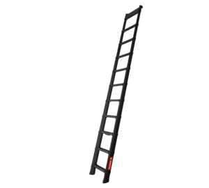 Teleskopleiter Tactical Line schwarz 4,1 m DIN EN 1147 seitlich halb ausgezogen | © MUNK GmbH