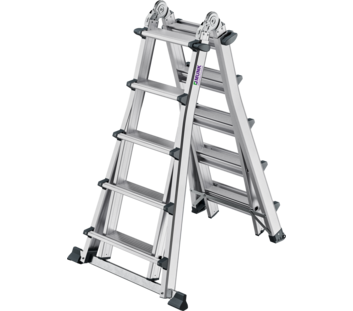 Stufen-Teleskopleiter 4-teilig mit Traverse 4x5 Stufen Position Stehleiter | © MUNK GmbH