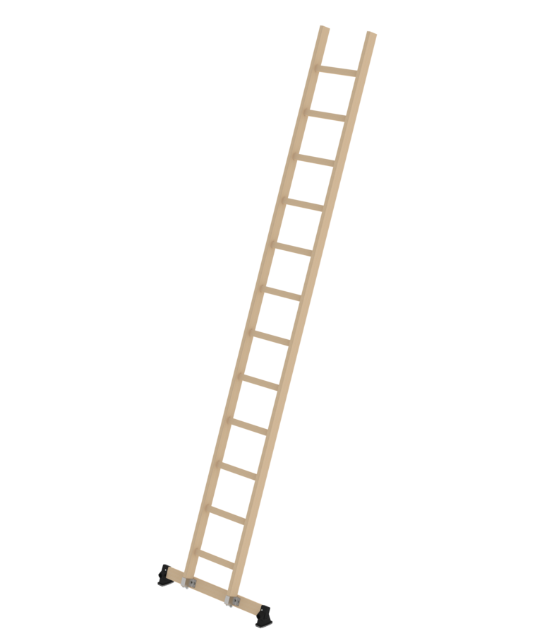Wooden rung single ladder nivello® traverse | MUNK Group