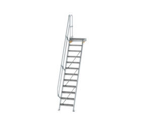 Stairs w. plat. 60° st. wid. 600 mm, 12 st, gr.alu | © MUNK GmbH