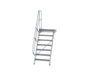 Stairs w. plat. 60° st. wid. 800 mm, 7 st, gr.alu | © MUNK GmbH