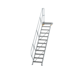 Stairs w. plat. 45° st. wid. 600 mm, 12 st, gr.al | © MUNK GmbH