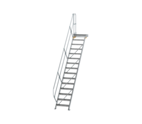 Stairs w. plat. 45° st. wid. 600 mm, 15 st, gr.al | © MUNK GmbH