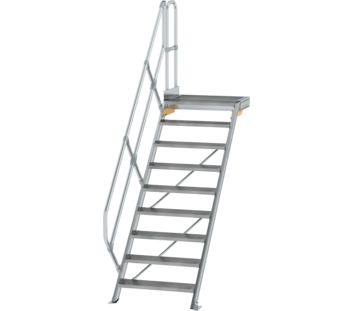 Treppe m. PF 45° St.br. 800 mm, 9 St., Alu ger. | © MUNK GmbH