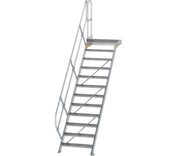 Stairs w. plat. 45° st. wid. 800 mm, 12 st, gr.al | © MUNK GmbH