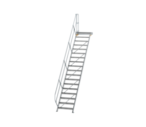 Stairs w. plat. 45° st. wid. 800 mm, 18 st, gr.al | © MUNK GmbH