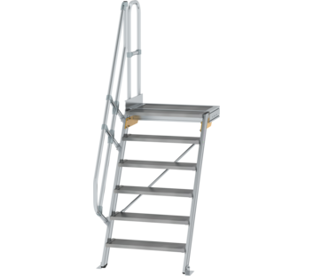 Stairs w. plat. 60° st. wid. 800 mm, 6 st, gr.alu | © MUNK GmbH
