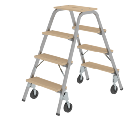Steel and wood step stool w fix.castors, 2x4 steps | © MUNK GmbH
