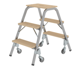 Steel and wood step stool w. castors, 2x3 steps | © MUNK GmbH