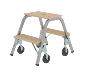 Steel and wood step stool w fix.castors, 2x2 steps | © MUNK GmbH