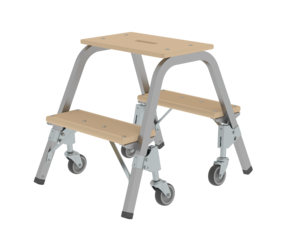 Steel and wood step stool w. castors, 2x2 steps | © MUNK GmbH