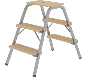 Escabeau acier-bois, 2 x 3 marches | © MUNK GmbH