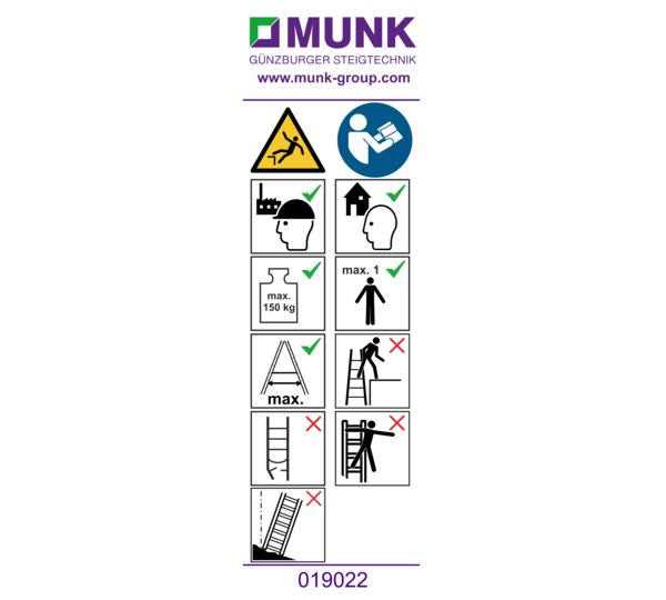 Aufkleber mit Benutzerhinweisen | © MUNK GmbH