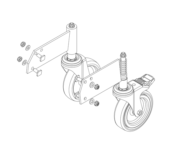 Drawing: Set of rollers for a platform staircase, front view | © MUNK GmbH