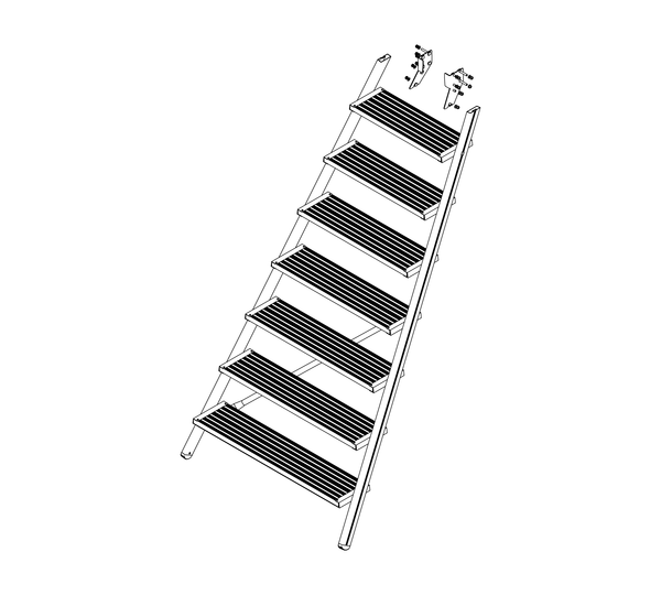 Drawing: Ascent of a platform staircase, front side | © MUNK GmbH