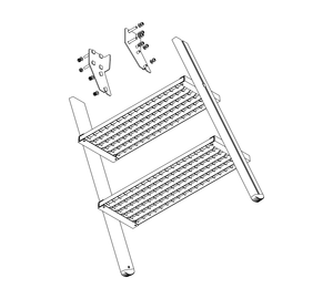 Drawing: Staircase leading up to a landing, side view | © MUNK GmbH