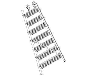 Zeichnung: Aufstieg einer Podesttreppe, Rückseite | © MUNK GmbH
