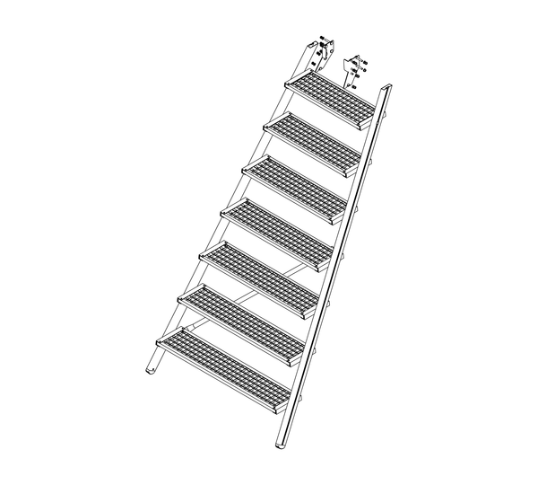 Drawing: Ascent of a platform staircase, front side | © MUNK GmbH