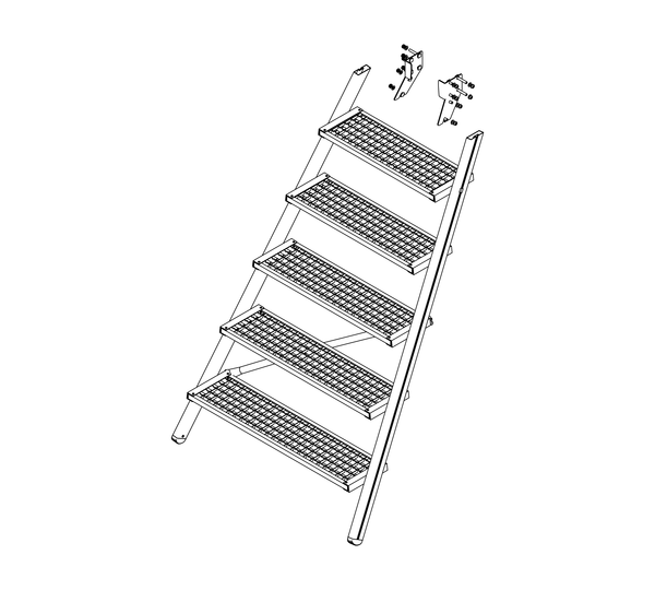 Drawing: Ascent of a platform staircase, front side | © MUNK GmbH