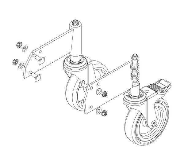 Drawing: Set of rollers for a platform staircase, front view | © MUNK GmbH