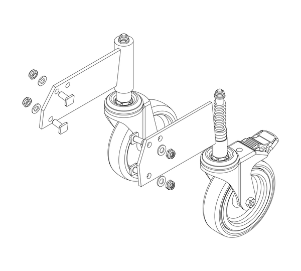 Drawing: Set of rollers for a platform staircase, front view | © MUNK GmbH