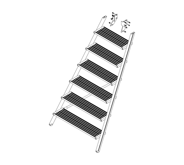 Zeichnung: Aufstieg einer Podesttreppe, Vorderseite | © MUNK GmbH