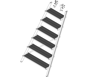 Zeichnung: Aufstieg einer Podesttreppe, Vorderseite | © MUNK GmbH