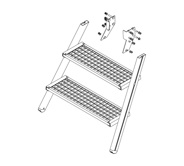 Zeichnung: Aufstieg einer Podesttreppe, Vorderseite | © MUNK GmbH