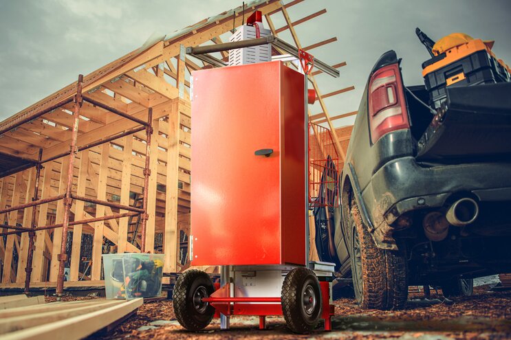 SafeCaddy® "Mobile fire alarm system" on construction site | © Tomasz Zajda - stock.adobe.com / MUNK GmbH