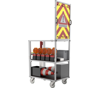 Rollcontainer Verkehrsabsicherung m. LED-Warntafel | © MUNK GmbH