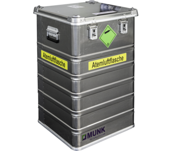 Transportbox Atemluftflasche Beklebt und Inhalt | © MUNK GmbH