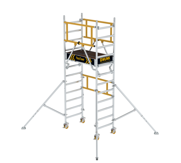 Échafaudage FlexxTower pour une personne avec garde-corps à l'avant | © MUNK GmbH