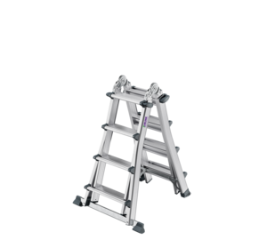 Stufen-Teleskopleiter 4-teilig mit Traverse 4x4 Stufen Position Stehleiter | © MUNK GmbH