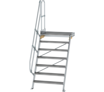 Stairs w. plat. 60° st.wid. 1,000 mm, 7 st, gr.alu | © MUNK GmbH