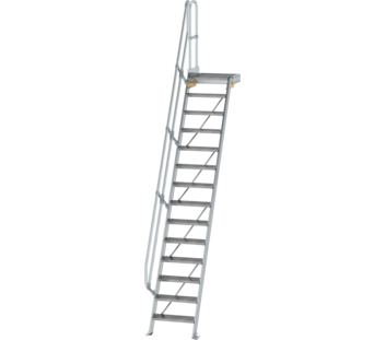 Stairs w. plat. 60° st. wid. 600 mm, 14 st, gr.alu | © MUNK GmbH