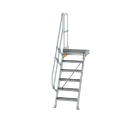 Stairs w. plat. 60° st. wid. 600 mm, 6 st, gr. alu | © MUNK GmbH