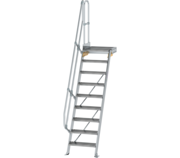 Stairs w. plat. 60° st. wid. 600 mm, 9 st, gr. alu | © MUNK GmbH