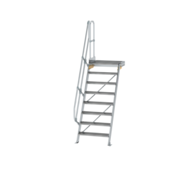 Stairs w. plat. 60° st. wid. 800 mm, 8 st, gr.alu | © MUNK GmbH