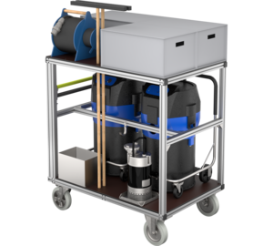 Rollcontainer Wasserschaden mit zwei Wassersauger | © MUNK GmbH