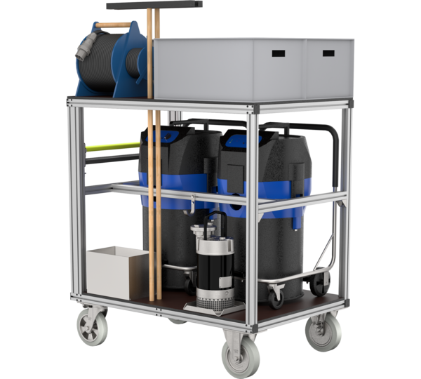 Rollcontainer Wasserschaden mit zwei Wassersauger | © MUNK GmbH