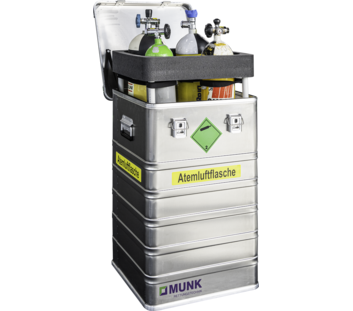 Transportbox Atemluftflasche Beklebt und Inhalt | © MUNK GmbH
