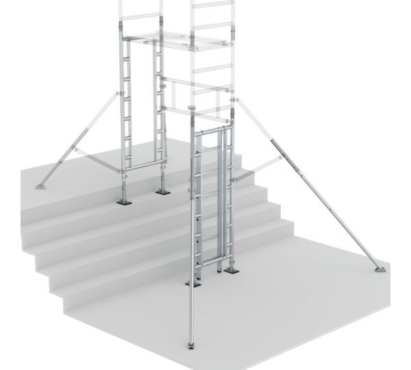 FlexxTower Treppenkit Grundset für einseitigen Durchstieg Aufbau | © MUNK GmbH