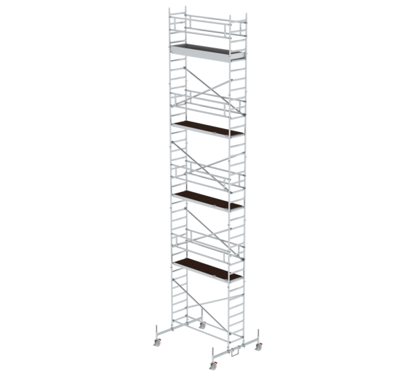 Échafaudage roulant 0,75 x 2,45 m avec traverses mobiles, hauteur de plate-forme 9,45 m | © MUNK GmbH G-cRoul 0,75x2,45m TravMob ht. PF 9,45m | © MUNK GmbH