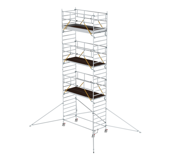 Échafaudage roulant SG 3,00x1,35 m avec stabilisateurs et double plate-forme, plate-forme de 7,55 m de haut | © MUNK GmbH Éch. roul. SG 3,00x1,35 m av stab. & PF x2, H. PF 7,55 m | © MUNK GmbH