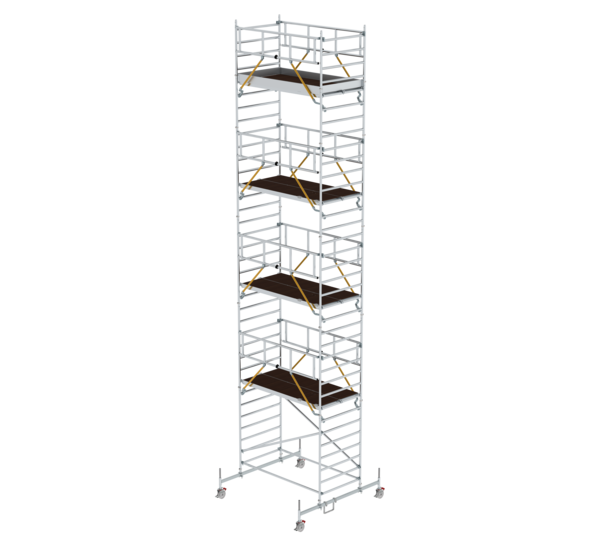 Rollgerüst SG 2,45x1,35 m mit Fahrbalken & Doppel-Plattform Plattformhöhe 9,70 m | © MUNK GmbH Rollger. SG 2,45x1,35 m m. Fahrb. & Dp-PF PF-H 9,70 m | © MUNK GmbH