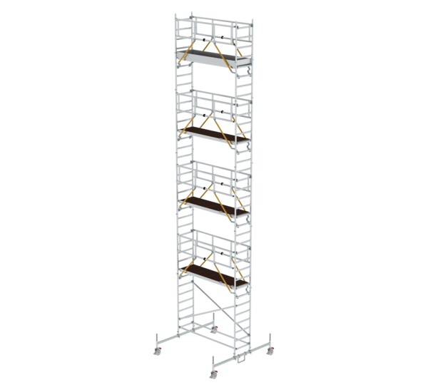 Rollgerüst SG 2,45x0,75 m mit Fahrbalken, Plattformhöhe 9,70 m | © MUNK GmbH Rollger. SG 2,45x0,75 m m. Fahrb., PF-Höhe 9,70 m | © MUNK GmbH
