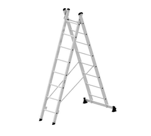Multi-purpose ladder 2-section with nivello® stabiliser | © MUNK GmbH Multi-purp. ladder 2-sec.w.nivello stab. 2x8 rungs | © MUNK GmbH