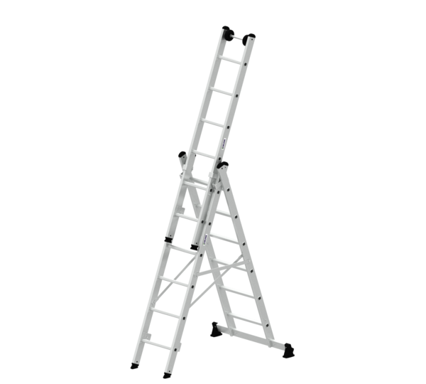 Multi-purpose ladder, 3-section with nivello® stabiliser 3x6 rungs | © MUNK GmbH Multi-purp. ladder 3-sec.w.nivello stab. 3x6 rungs | © MUNK GmbH