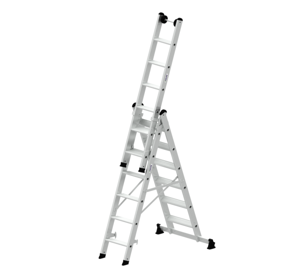 Multi-purpose ladder with steps, 3-section with nivello® stabiliser 3x6 steps | © MUNK GmbH Multi-purpose ladder with steps, 3-section | © MUNK GmbH